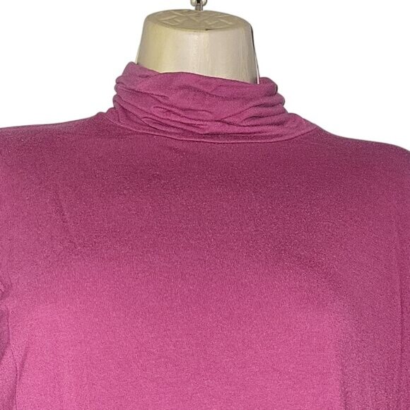 Talbots Womens Magenta Long Sleeve Turtleneck Top Rayon Blend Size M - Picture 3 of 6